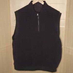 Stone Hill Mens Grey Plaid Reversible Fleece Windbreaker Vest XXL